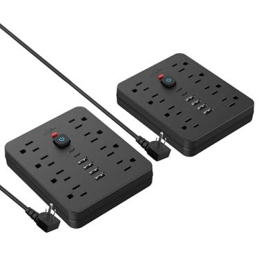 Imagem de Simple Deluxe Protetor De Surtos Jouleloom Com Régua De Energia, 8 Tomadas, 4 Portas Usb E 2 Portas Usb C, Cabo De Extensão De 1,5 M, Plugue Plano, Suporte De Parede, Proteção Contra Sobrecarga, Est