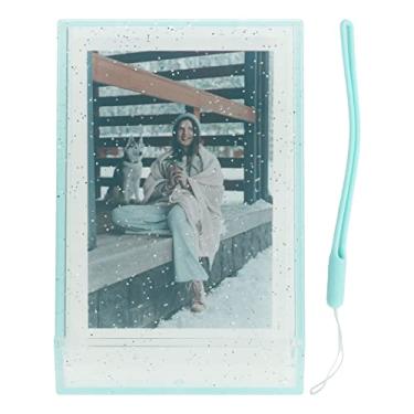 Imagem de Caixa de armazenamento de fotos instantânea para câmera de 7,6 cm com glitter PC Mini porta-fotos, organizador de fotos portátil para casamento, bebê, fotos de família (glitter verde transparente)