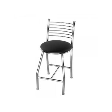 Imagem de Banqueta Cozinha Cromada Redonda Firenze Média 60cm Flape