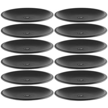 Imagem de 12 Pratos Rasos Redondos de Plástico 26cm Pretos para Lanches Uz Grande para Refeições