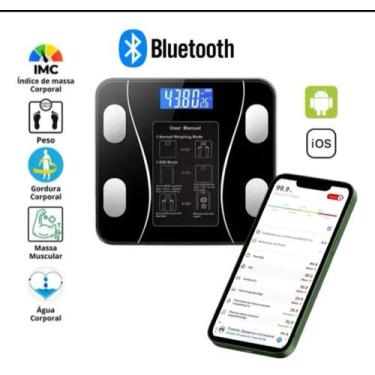 Imagem de Balança Digital Corporal Bioimpedância Aplicativo Celular Bluetooth - 