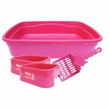 Imagem de Kit Banheiro Para Gato 4 Peças Brinqpet, Rosa