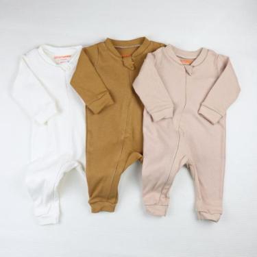 Imagem de Kit 3 Peças Macacão Minimalista Cores Neutras 0 a 12 Meses - Baby Greg