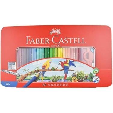 Imagem de Faber-Castell FC115965ffa Lápis de cor, aquarela, 60 cores, lata vermelha (lápis, pincel, borracha, apontador)