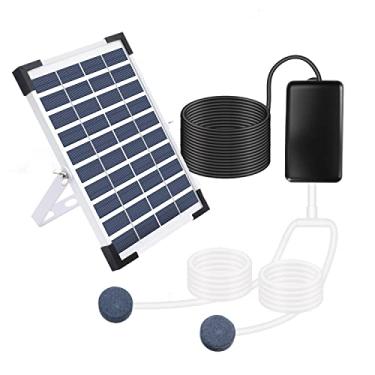 Imagem de Lewisia Kit de bomba de ar solar de 5 W, 3 modos de funcionamento, oxigenador, bolha, oxigenador, aquapônica, aquário, lagoa, aquário, hidropônica, bubbleponia