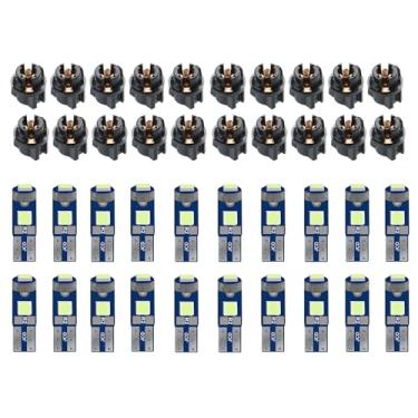 Imagem de ASUBHA 20 peças de luzes LED T5 para painel de carro, lâmpada LED T5 37 74 com soquete de trava giratória, substituição de luz PC74 PC37 super brilhante para painel de instrumentos painel indicador de