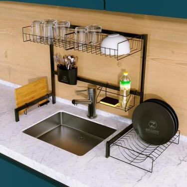 Imagem de Escorredor De Louça Modular Suspenso Bézzer Delux Preto 63 cm Ajustáve