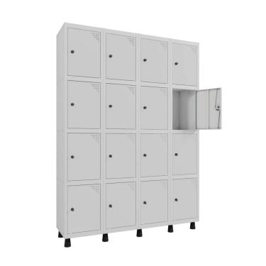 Imagem de Roupeiro De Aço 16 Portas Pequenos Cinza Tranca Cadeado - Pandin