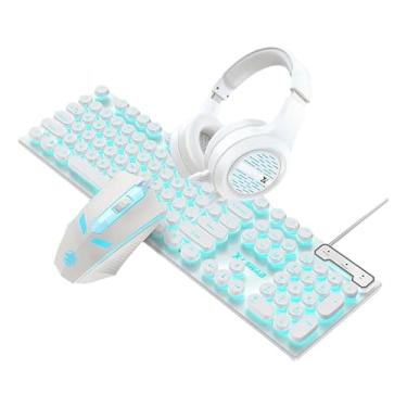 Imagem de Combo Premium Teclado Mecânico + Fone Gamer + Mouse (104 Teclas) – Design X com Toque de Tea Axis, Anti-ghosting 26 Teclas, RGB Ajustável, Resistente a Respingos
