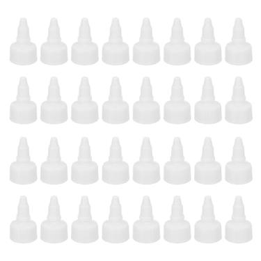 Imagem de PATIKIL Tampas de garrafa torcidas 24/410, 50 peças de tampas de substituição de garrafas de plástico com borda nervurada com junta de espuma para tampas de tinta, distribuição de cola, branco