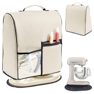 Imagem de BAGSPRITE Capa de batedeira com controle deslizante para batedeiras KitchenAid de 6/7/8 litros – Capa contra poeira para eletrodomésticos de cozinha com bolsos para acessórios e acessórios de cozinha