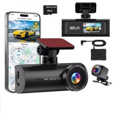 Imagem de Câmera veicular 4K frontal e traseira, câmeras duplas para carros, controle de aplicativo WiF integrado, faixa GPS com DVR de carro UHD 2160P, visão noturna, sensor G de gravação em loop, gravador de