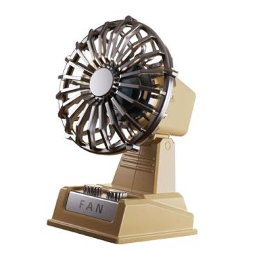Imagem de Generic Ventilador de mesa pequeno com refrigeração de ar, recarregável, cabeça ajustável, 2 velocidades, ventilador pessoal silencioso, portátil para, Bege