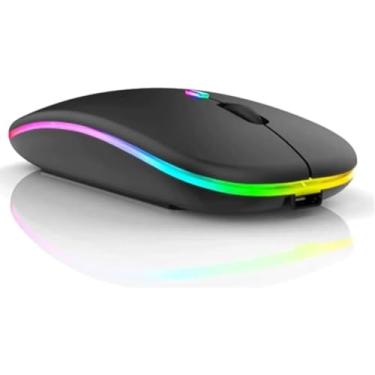 Imagem de Mouse Sem Fio Recarregável Bluetooth Optico Led Rgb Design Anatômico Usb 2.4 Ghz Notebook Computador Pc Desktop Bateria Interna Recarregável