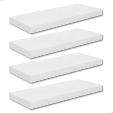 Imagem de Kit 4 Prateleiras Brancas MDF Suspensa 40x20cm Flutuante Suporte Invisível Parafuso Bucha Resistente Suporta até 8kg Ideal para Sala Escritório Cozinha Quarto