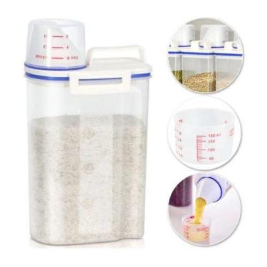 Imagem de Dispenser Armazenamento Alimentos com Copo Medidor Hermético Pote 1,5k