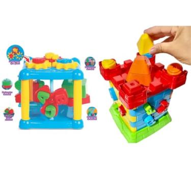 Imagem de Cubo Didático Infantil, 2 Modelos, Brinquedo Educativo com Atividades de Encaixe, para Bebês a partir de 1 Ano (CASTELO 120)