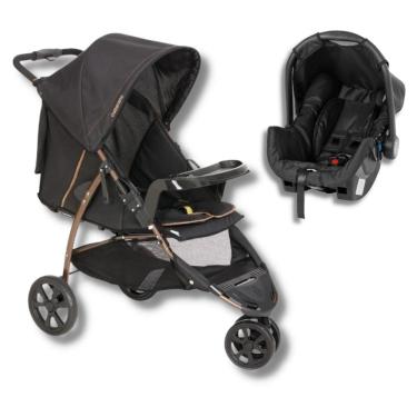 Imagem de Carrinho Cross Trail Preto/Cobre + Bebe Conforto Grid - Galzerano