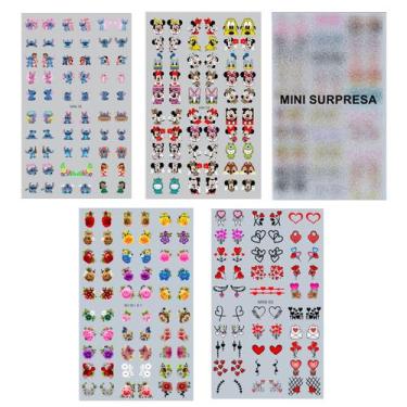 Imagem de 300 Adesivos De Unha 3d Pré Pronto 5 Mini Cartelão Stitch - Fascinius