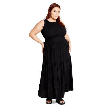 Imagem de City Chic Saia feminina plus size - Maxi em camadas, Preto, 58