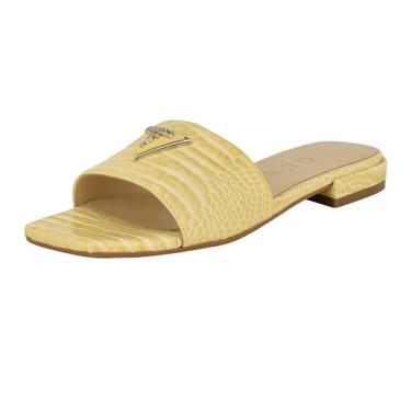 Imagem de GUESS Sandália rasteira feminina Tamsea, Amarelo Croco 700, 40