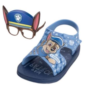 Imagem de Sandália Infantil Menino Chase Mask Brinde Patrulha Canina, Azul, Azul