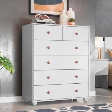 Imagem de Cômoda Retrô Itally Branco 6 Gavetas - CASA H