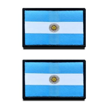 Imagem de Zcketo Remendos de bandeira da Argentina, 2 peças de gancho e laço bordado tático militar nacional argentino para anexar a bonés, bolsas, mochilas, colete, uniformes, time de futebol, roupas táticas,