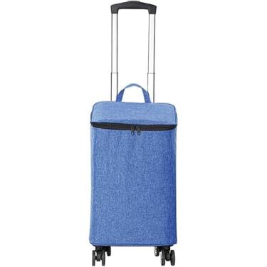 Imagem de Carrinho De Compras Com 4 Rodas Giratória Universal Com Bolsa Térmica Bolsa De Mão Telescópica Carrinho De Mão à Prova D'água Para Piquenique De Supermercado, Blue, 30L