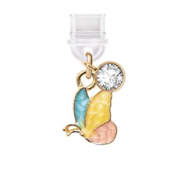 Imagem de ELISE & FONDA TP721 Tipo-C porta de carregamento plugue antipoeira minúscula borboleta pingente de celular para iPhone 15/16/Samsung/OnePlus/Xiaomi/oppo telefones Android (Rinbow)