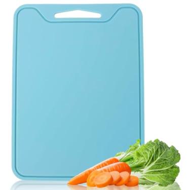 Imagem de Tábuas de corte flexíveis, tapete antiderrapante de silicone livre de BPA para cozinha, lavável na lava-louças e economiza espaço com orifício para pendurar (azul)