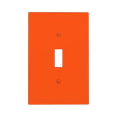 Imagem de LOLREAI Placa de proteção para interruptor de luz, laranja vibrante, 1 gangue, capa de placa de parede com interruptor único, capas decorativas para placa de interruptor, placa frontal elétrica para