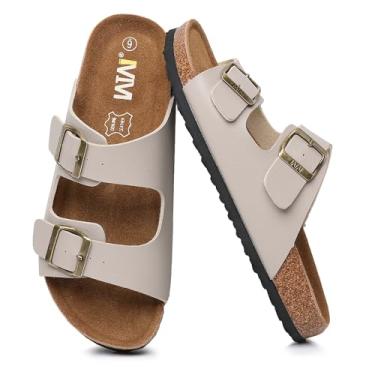 Imagem de Sandálias femininas de camurça de vaca com fivela ajustável, bico aberto, sandálias de praia para uso ao ar livre, Pedra com duas fivelas, 38