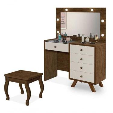 Imagem de Penteadeira 5 Portas Com Banqueta Lótus Malbec Off White - LUAPA MÓVEI