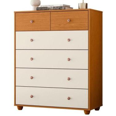 Imagem de Cômoda 6 Gavetas Em Mdp Vittória Cinamomo Off White - ALBATROZ MÓVEIS