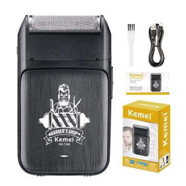Imagem de KEMEI Aparador de barba elétrico KM-T366 para homens, aparador de barba sem fio com aparador pop-up, barbeador masculino recarregável para barbear e cabeça careca
