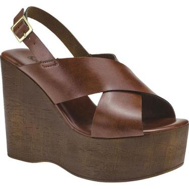 Imagem de Sandália Anabela Feminina Salto Alto Leve Confortável - LAZZLU, Carame