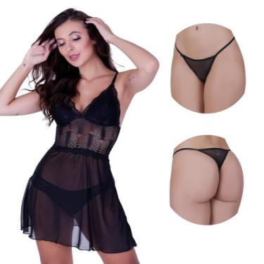 Imagem de Camisola sem Bojo com Calcinha Tule Transparente - c4 CAMISOLA JOANA -