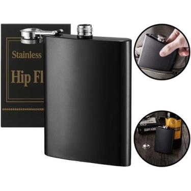 Imagem de Cantil De Bolso Frasco Portátil Porta Bebidas Whisky Rum Vodka Inox Co