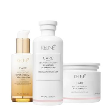 Imagem de Kit Keune Care Keratin Smooth Shampoo Máscara e Lumi Coat Supreme Cream Finalizador (3 produtos)