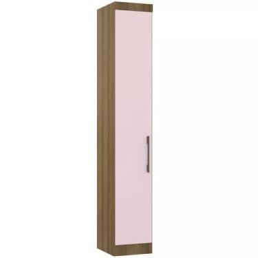 Imagem de Guarda-roupa Modulado 38cm 1 Porta Paris Luciane, Avelã/Rosa