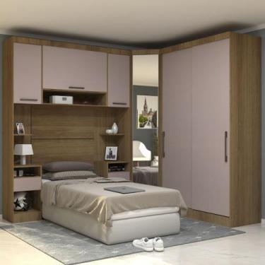 Imagem de Quarto Modulado Solteiro de Canto 6 Peças 6 Portas Paris Luciane, Avel