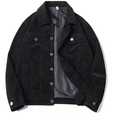 Imagem de Jaqueta De Veludo Cotelê Casual Mais Grossa De Mim, Black for Autumn and Spring, L