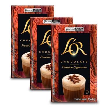 Imagem de Cappuccino Solúvel LOR Chocolate Kit 3 Caixas - L'OR