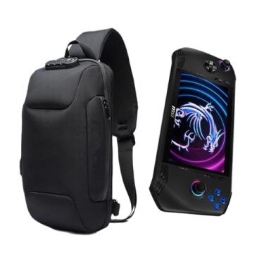Imagem de Mochila tiracolo protetora à prova de choque para viagem e casa bolsa de transporte compatível com MSI Claw A1M 7 polegadas/MSI Claw 8 Ai+(preto)