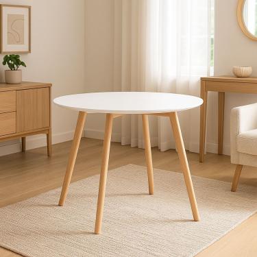 Imagem de Mesa De Jantar Leda Redonda Moderna 90cm Branco Design Elegante Para Sua Sala Ou Cozinha