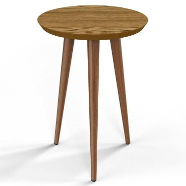 Imagem de Mesa De Apoio Redonda Pés Madeira Luna 530 Cumarú - Patrimar