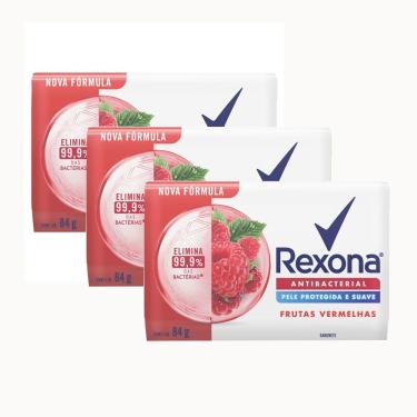 Imagem de Kit 3 Sabonete em Barra Rexona Antibacterial Frutas Vermelhas 84g