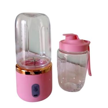 Imagem de Liquidificador Portátil, 6 Lâminas, 400 ML, 2 Copos, Rosa, USB, para Smoothies e Sucos
