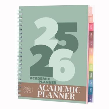 Imagem de Riley's Planner 2025-2026 Ano Acadêmico, Planejador semanal grosso de 18 meses - Agenda semanal e mensal ousada e distinta, capa resistente, páginas de notas, encadernação de fio duplo (20 x 15 cm